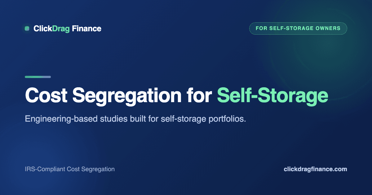 Self-storage facility with drive aisles, fencing, and security gates eligible for accelerated depreciation