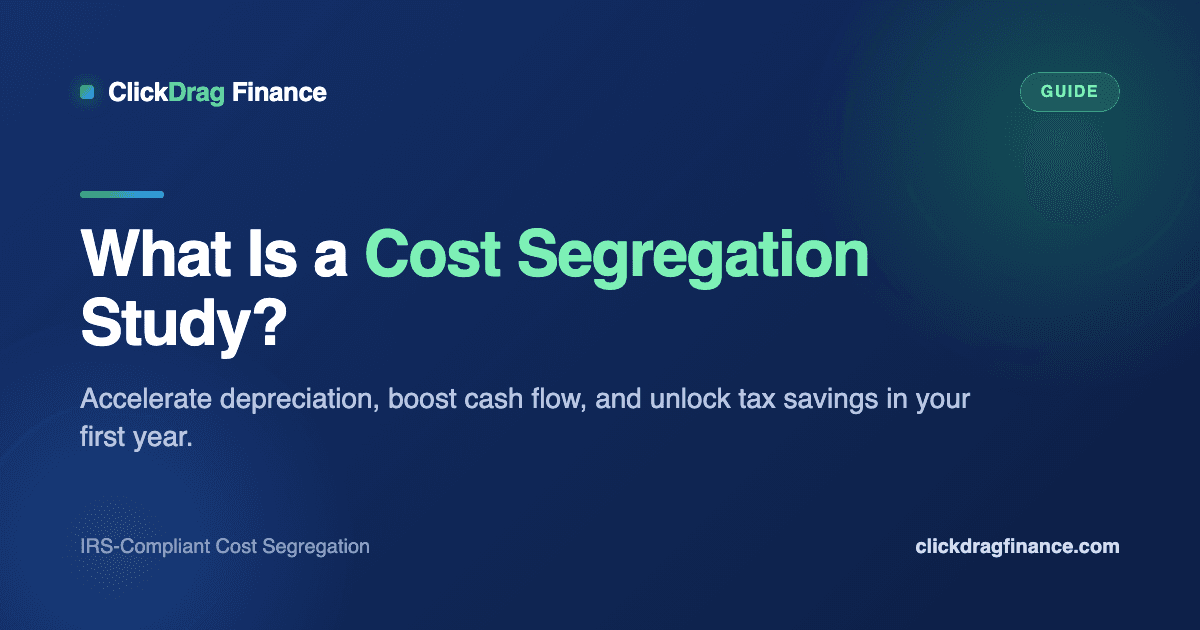 Illustration of a commercial building broken into separate depreciation component categories for a cost segregation study